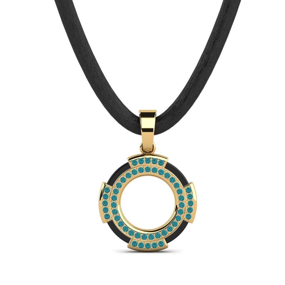 18ct Yellow Gold Blue Diamond Men's Pendant Clute