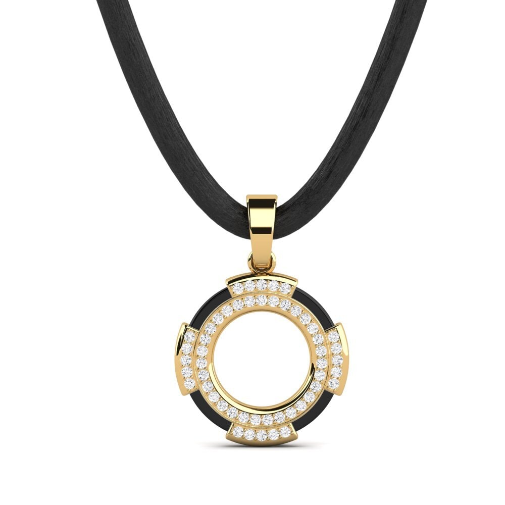 14ct Yellow Gold White sapphire Men's Pendant Clute