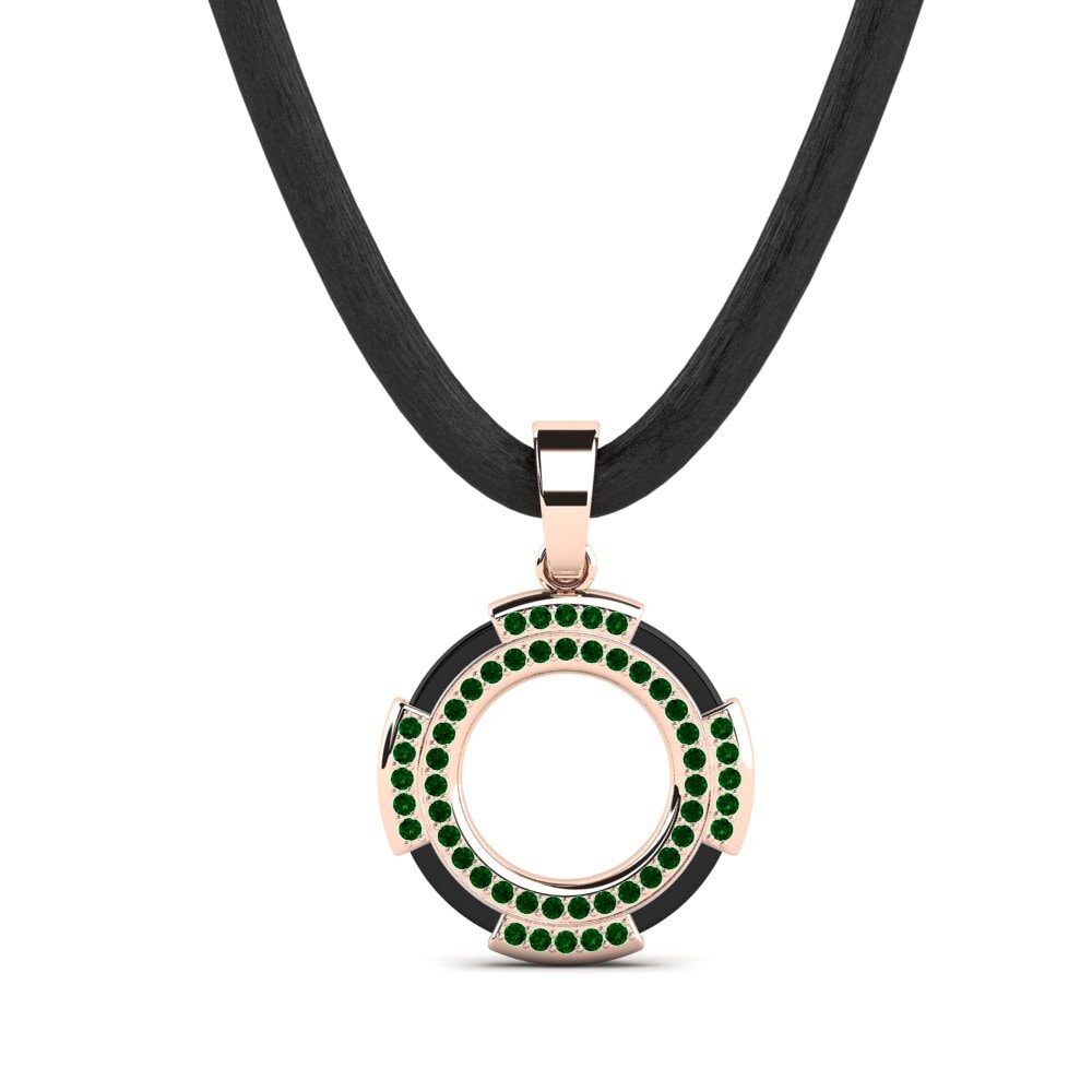 14ct Rose Gold Green Zirconia Men's Pendant Clute