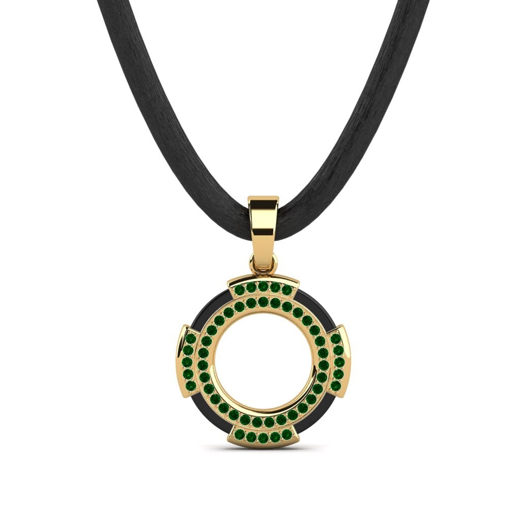 9ct Yellow Gold Green Zirconia Men's Pendant Clute