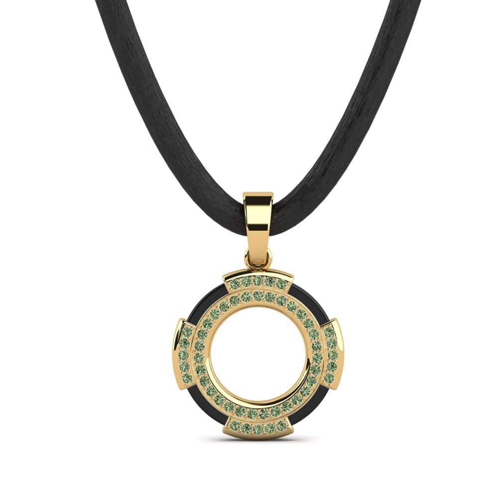 9ct Yellow Gold Green Diamond Men's Pendant Clute