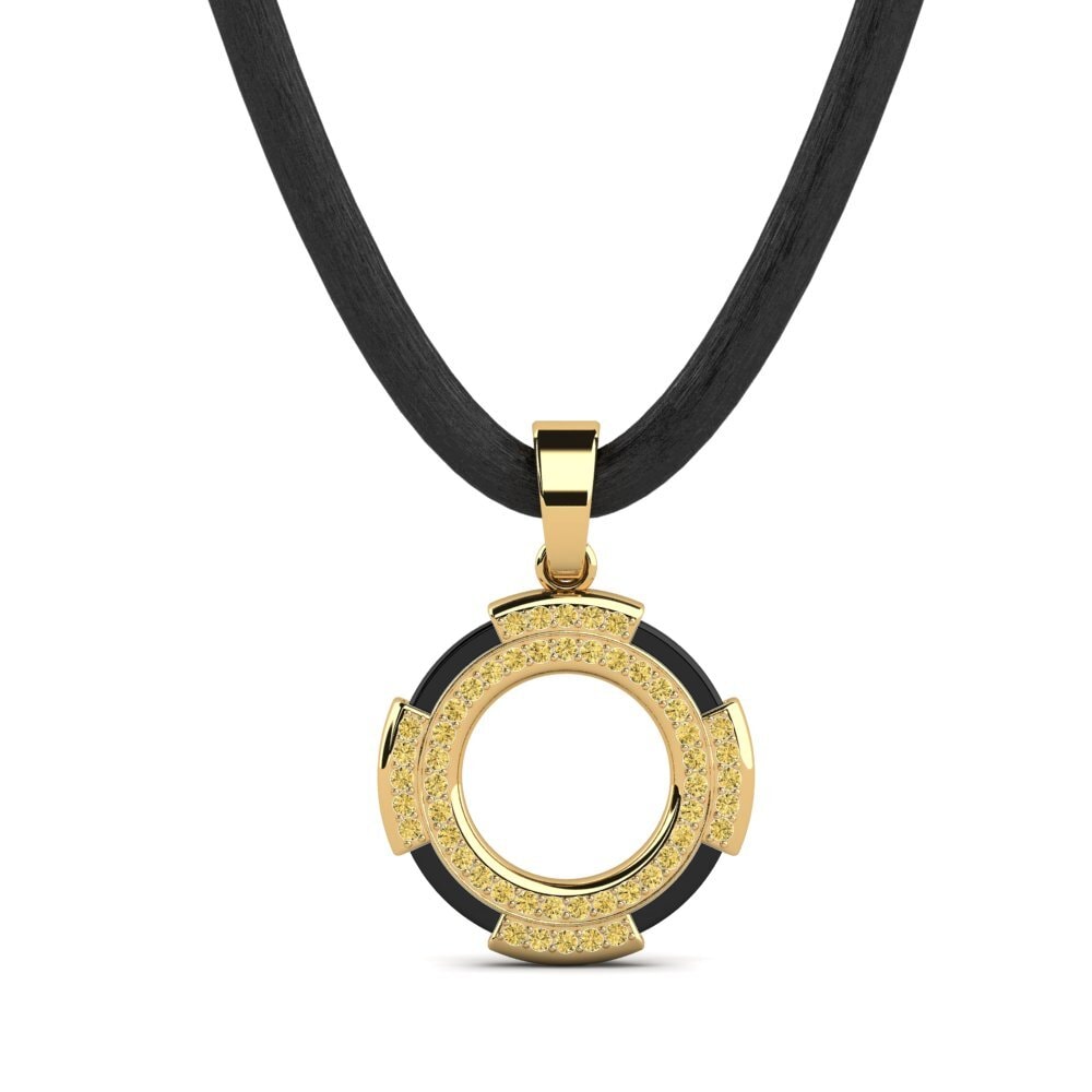 9ct Yellow Gold Yellow Diamond Men's Pendant Clute