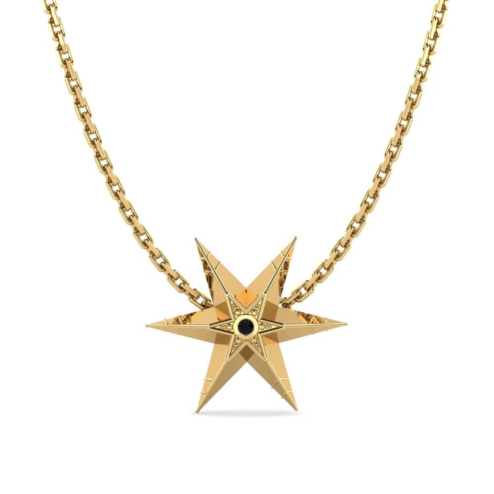 9k Oro Amarillo Zafiro negro Colgante de Mujer Coding