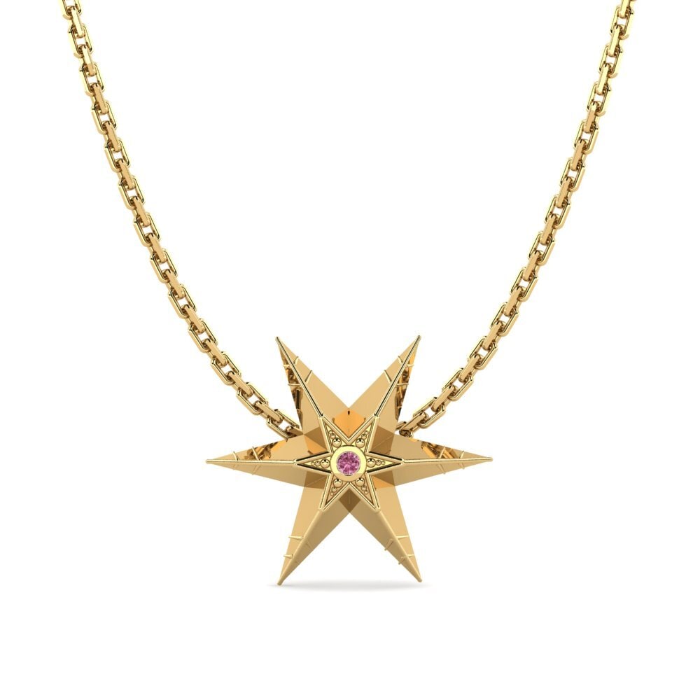 18k Oro Amarillo Granate Rhodolite Colgante de Mujer Coding