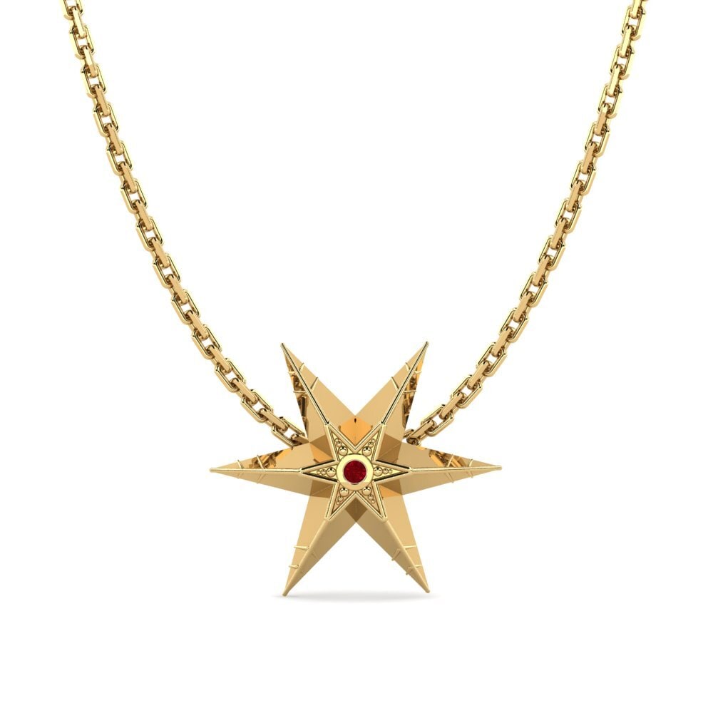 9k Oro Amarillo Circonita Roja Colgante de Mujer Coding