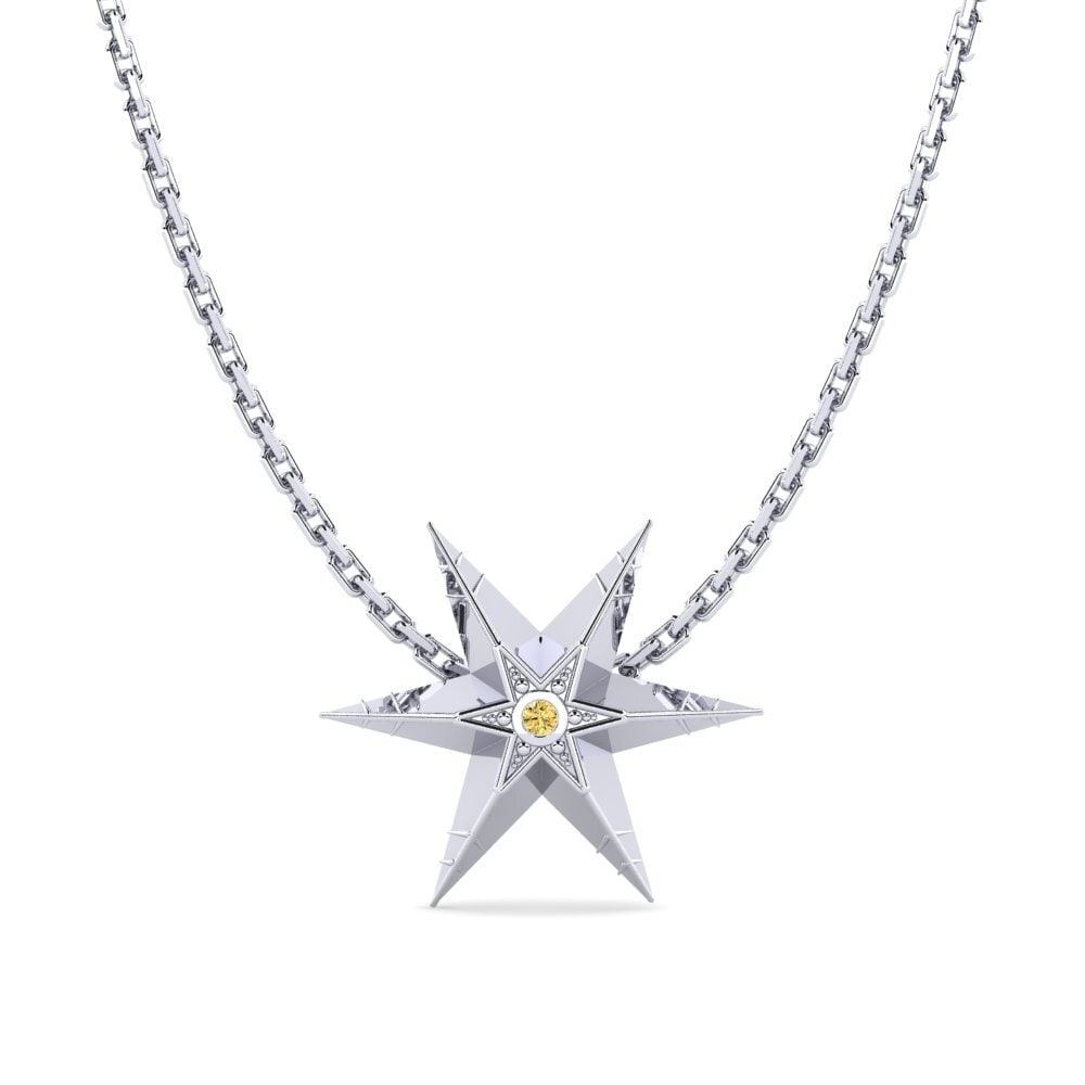 Paladio 950 Diamante Amarillo Colgante de Mujer Coding