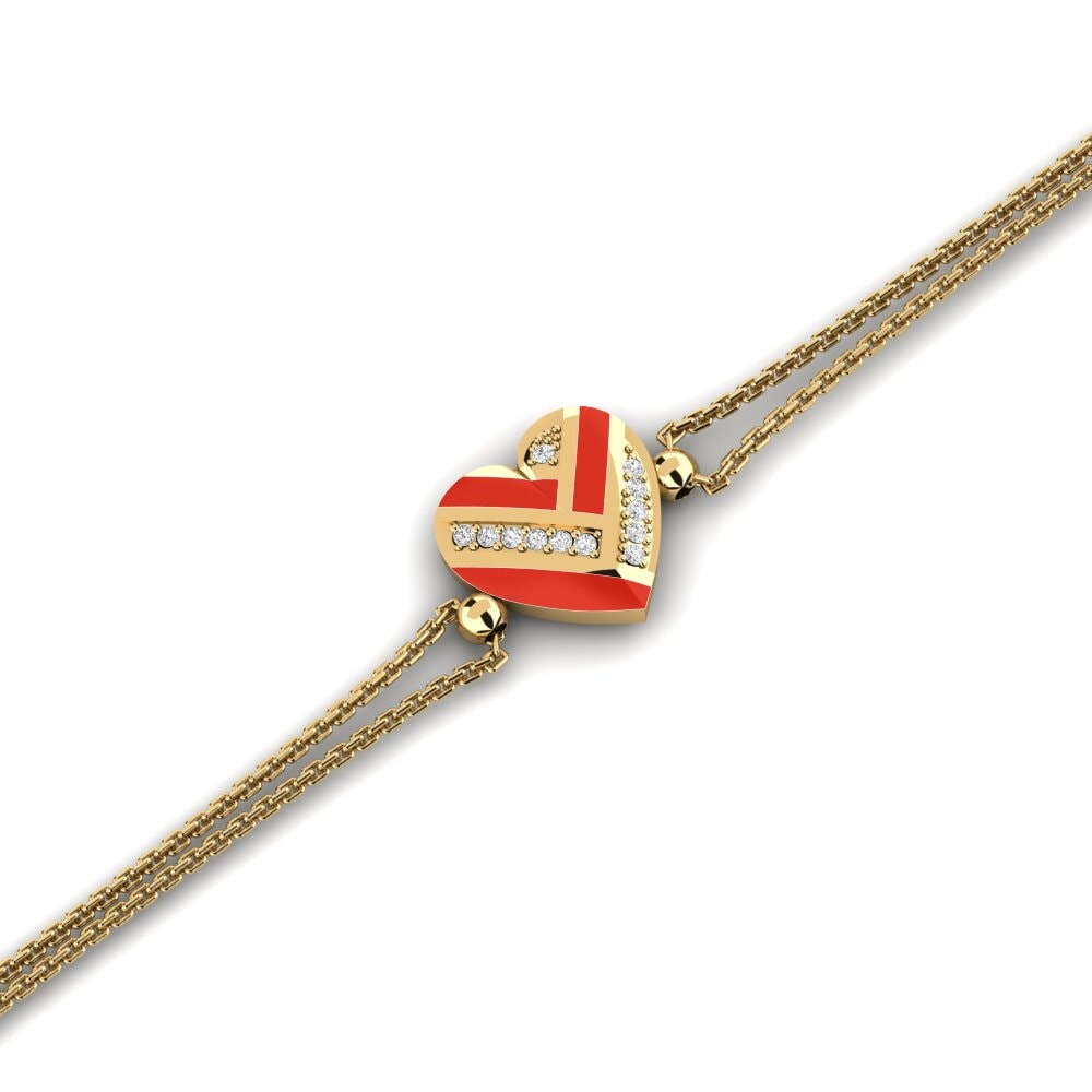 Bracelet Coeur Saphir Jaune En Argent 925 Plaqué Or Blanc - Serti Griffes, Superbe, Neuf Sans Emballage
