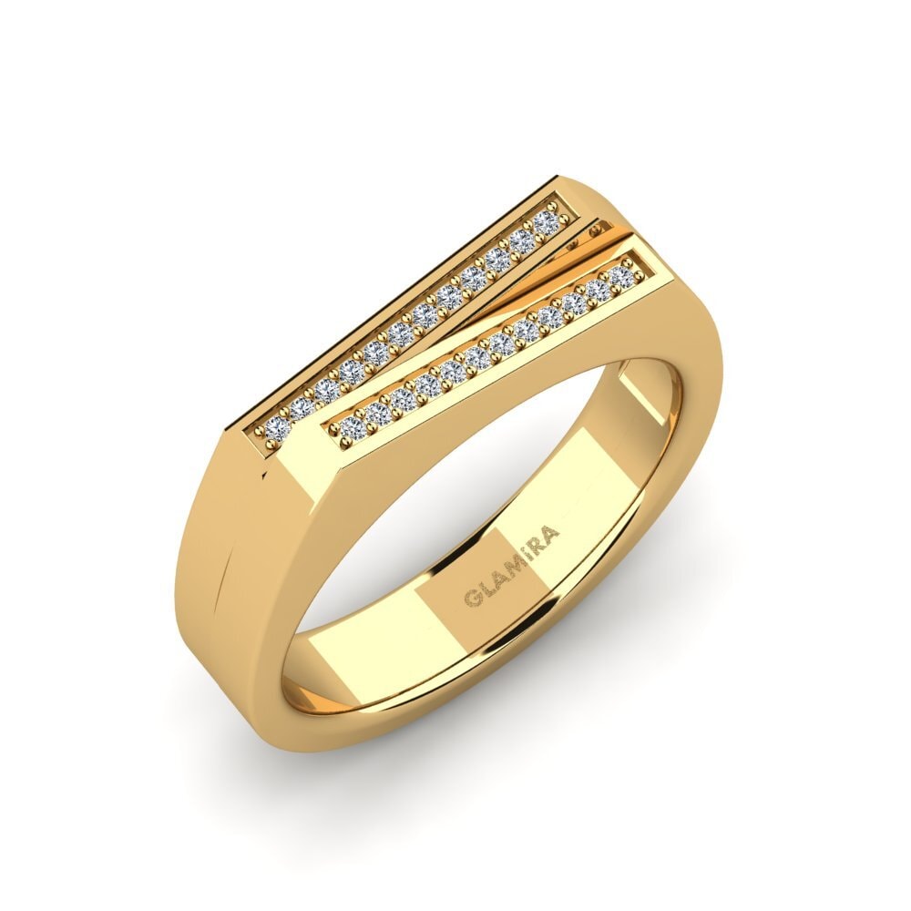 Oro Giallo 750 Zircone Anello da uomo Cohen
