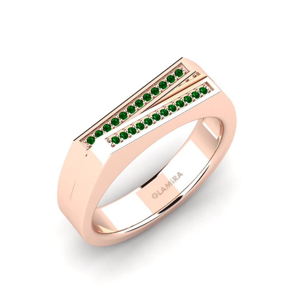Oro Rosso 585 Zircone Verde Anello da uomo Cohen