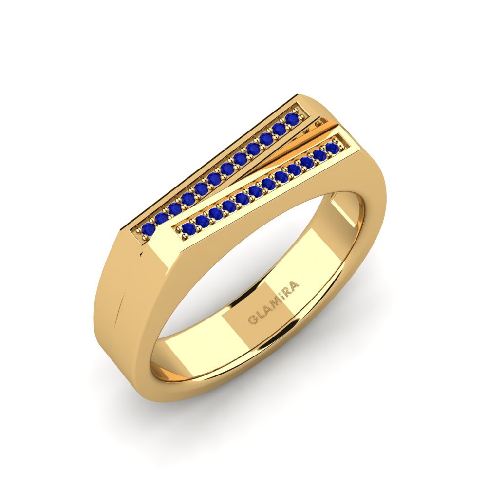 Oro Giallo 750 Zaffiro Anello da uomo Cohen