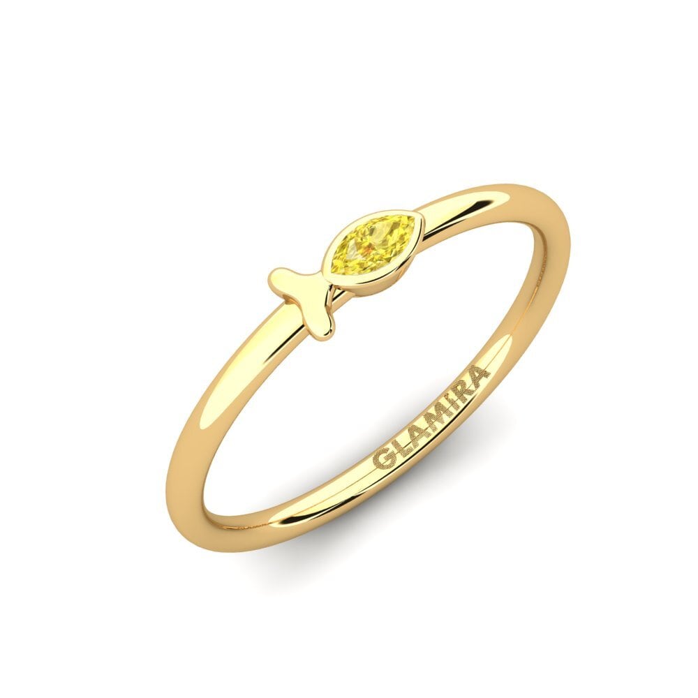 Or Jaune 9k Saphir Jaune Bague Colber