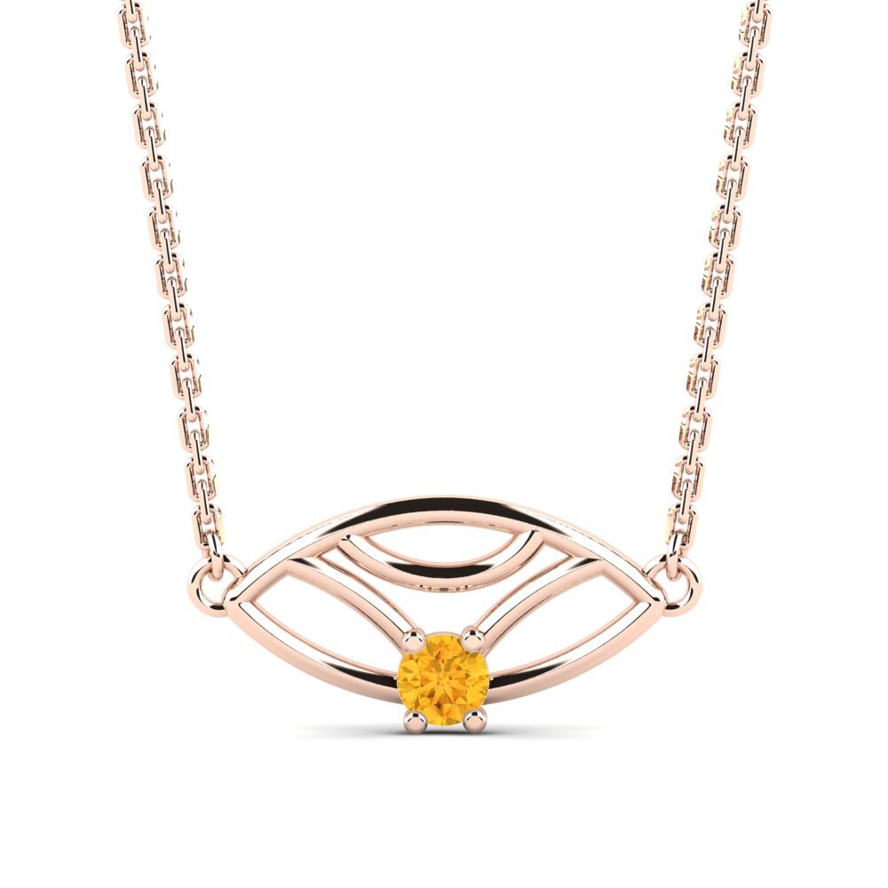 14k Oro Rosa Citrino Collar de Mujer Colibril