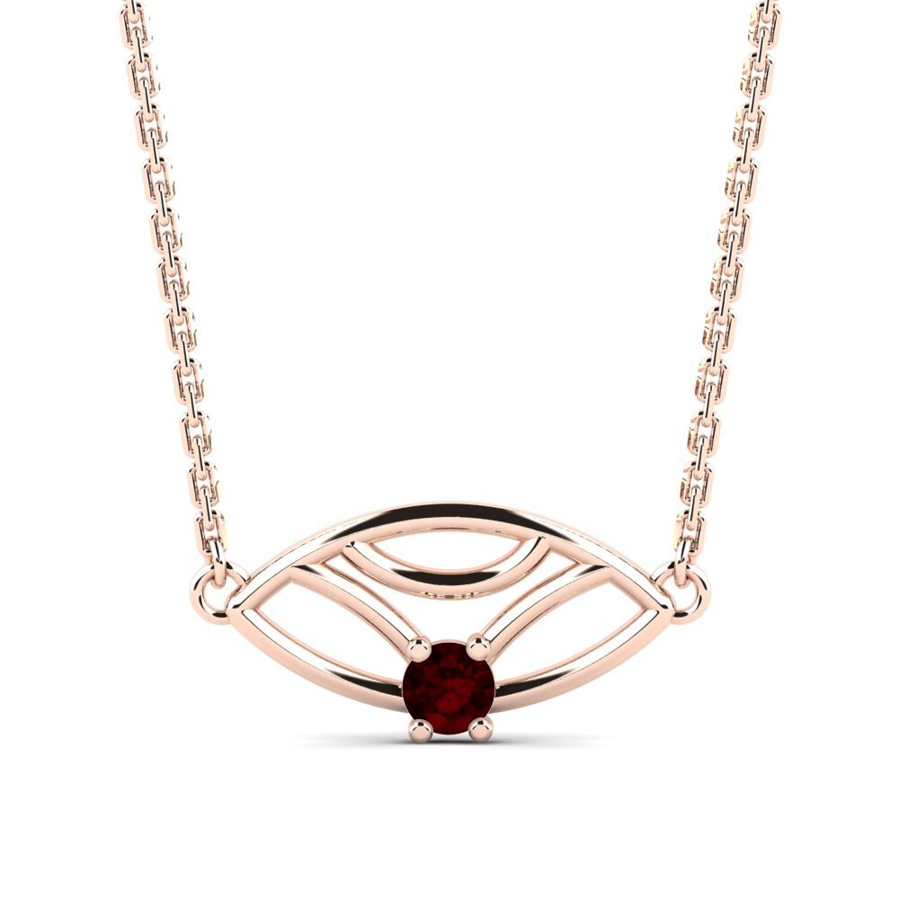 14k Oro Rosa Granate Collar de Mujer Colibril