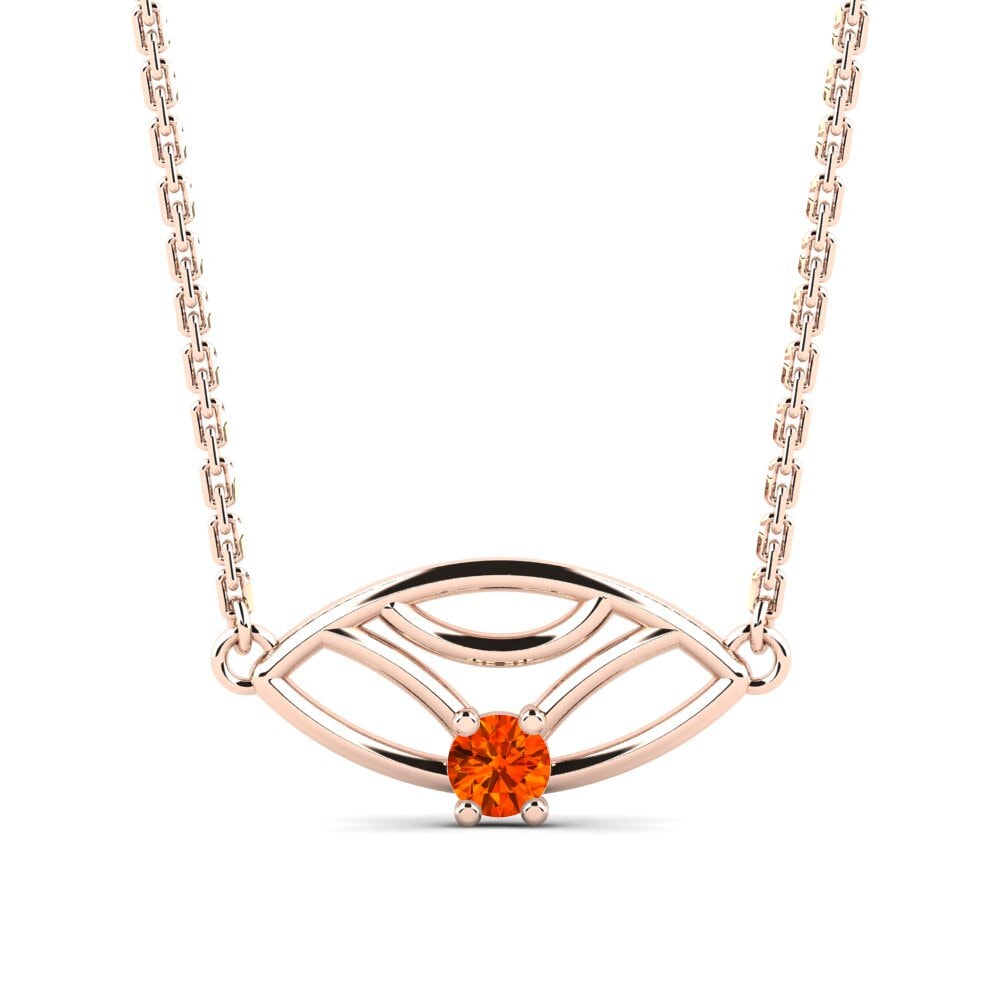 14k Oro Rosa Zafiro Naranja Collar de Mujer Colibril