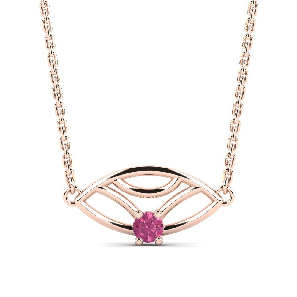 9k Oro Rosa Turmalina rosa Collar de Mujer Colibril