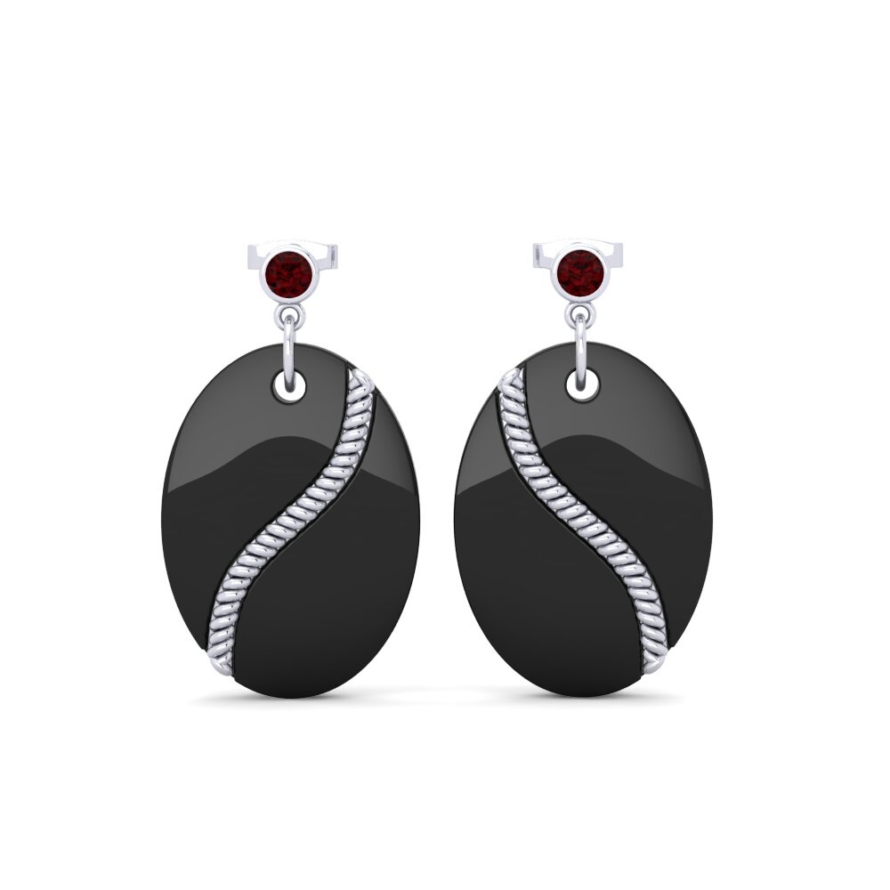 18ct White Gold Garnet Women's Earring Colsona