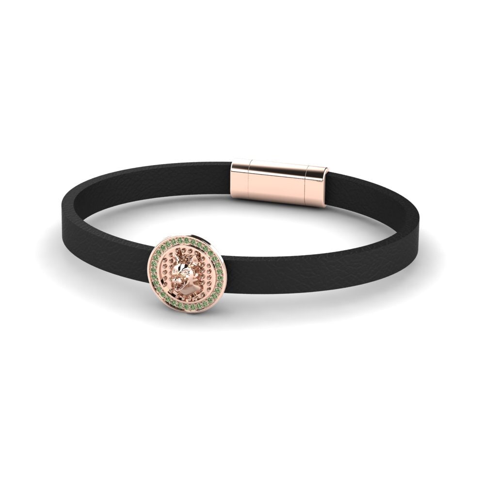 18ct Rose Gold Green Diamond Men's Bracelet Colt