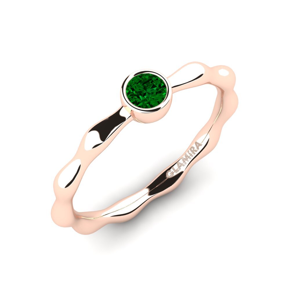 14ct Rose Gold Green Zirconia Women's Ring Comfort