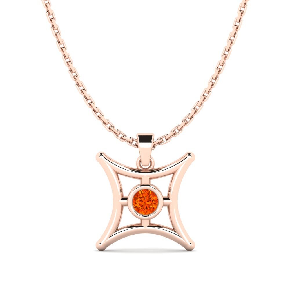14k Oro Rosa Zafiro Naranja Colgante de Mujer Commerage