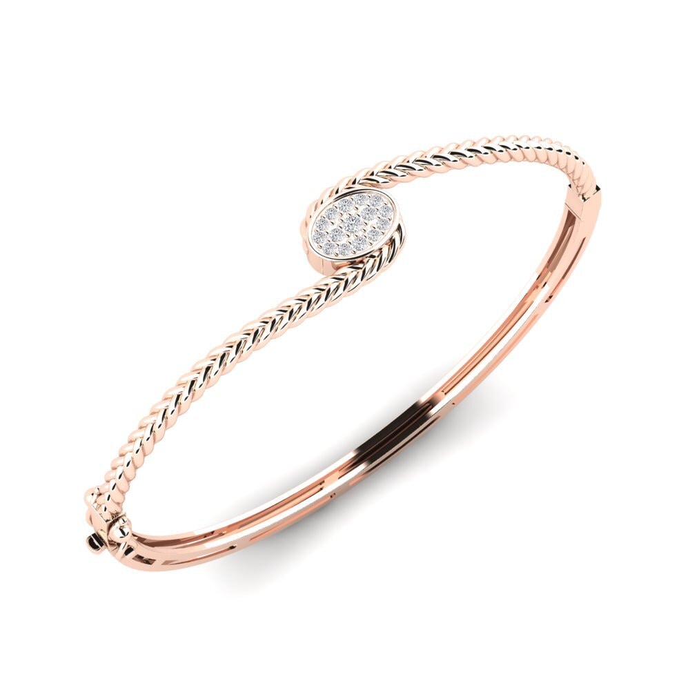 Or rose 14k Diamant Bracelet jonc femme Commit