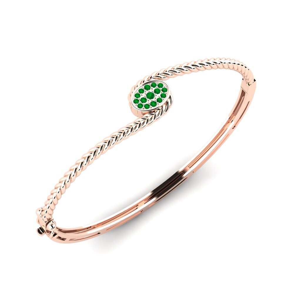 Or rose 14k Émeraude Bracelet jonc femme Commit