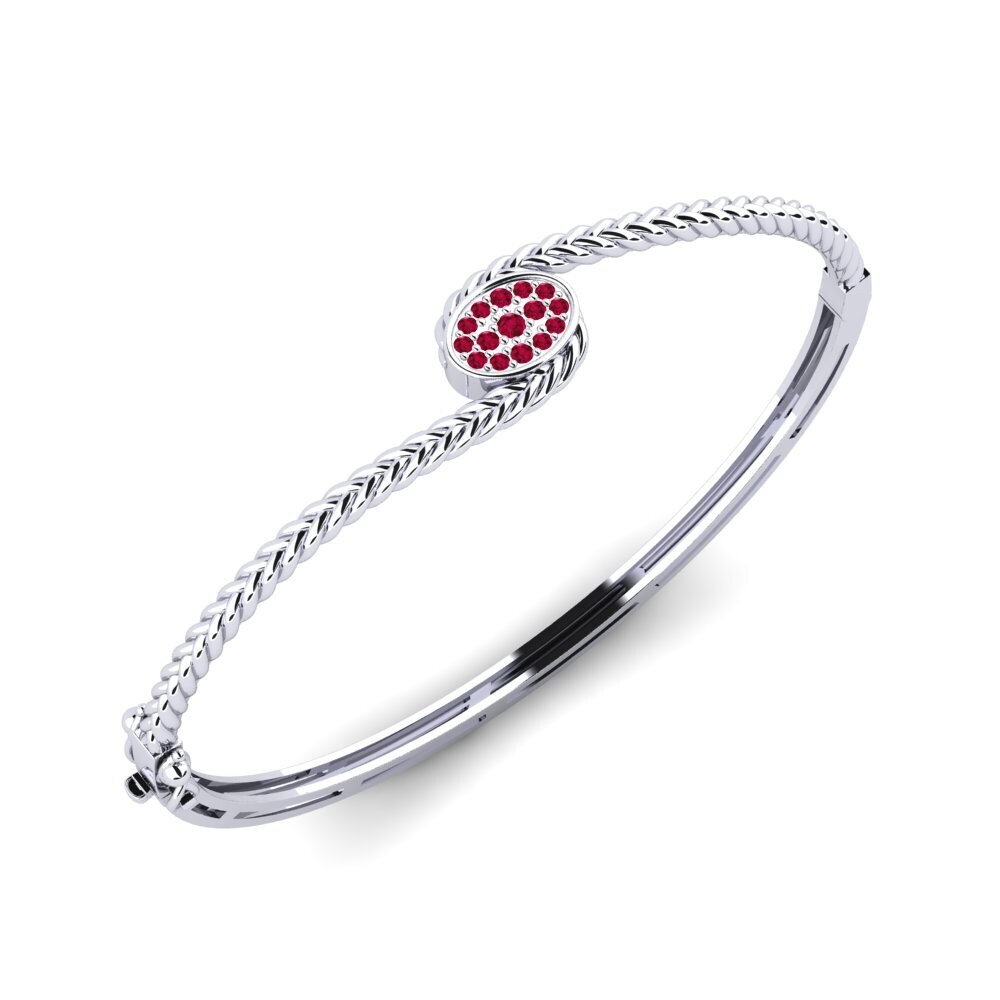 Or Blanc 9k Rubis Bracelet jonc femme Commit