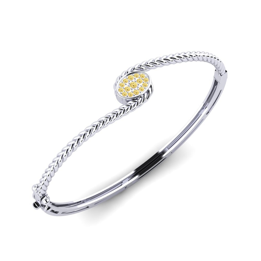 Weiß-Silber Gelber Diamant Damen armreif Commit