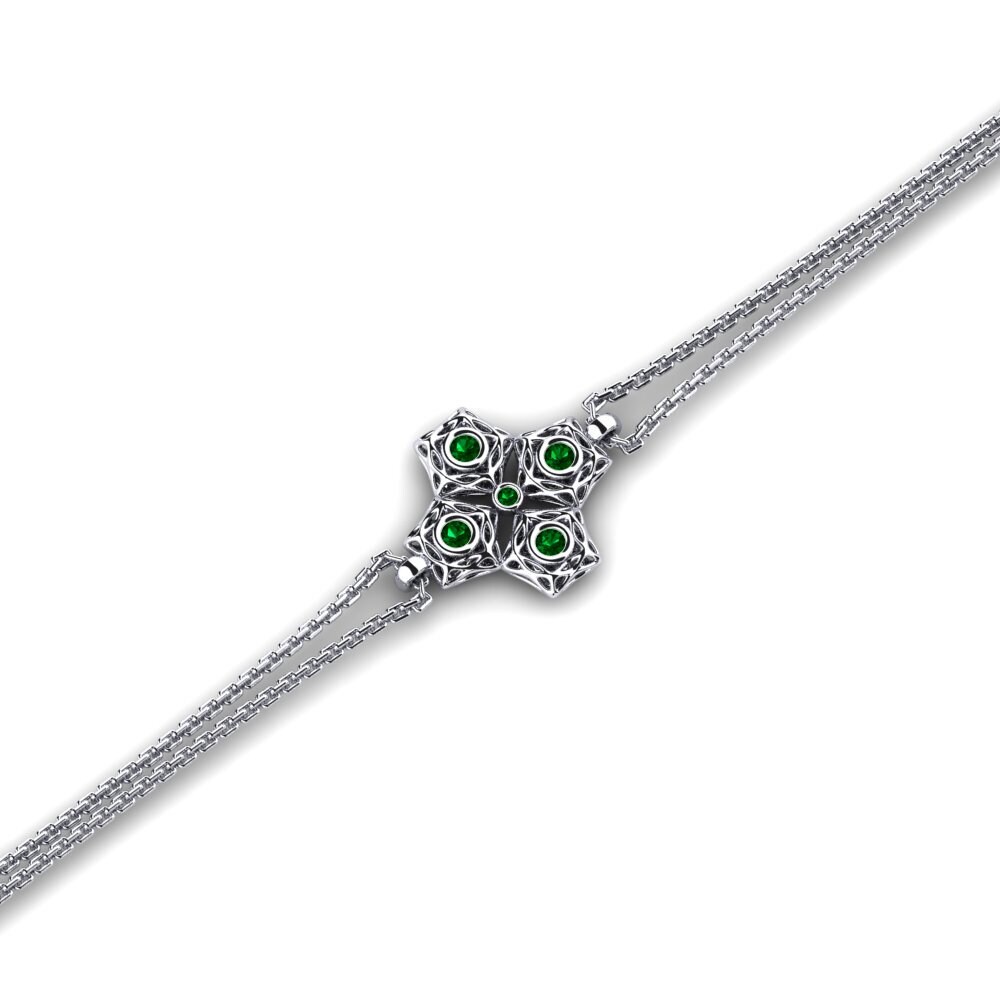 Round Green Zirconia Women's Bracelet Compress