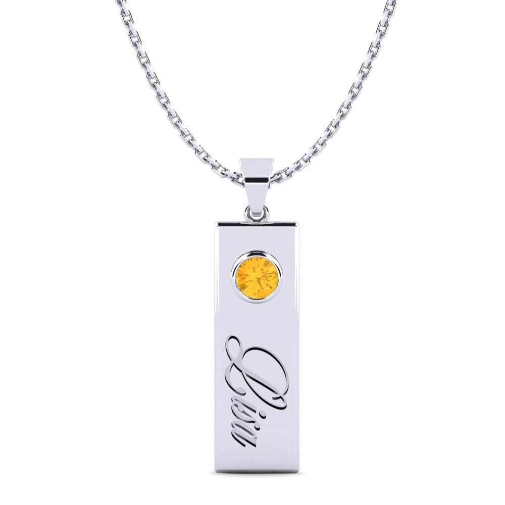 14k Oro Blanco Citrino Colgante de Mujer Concetta
