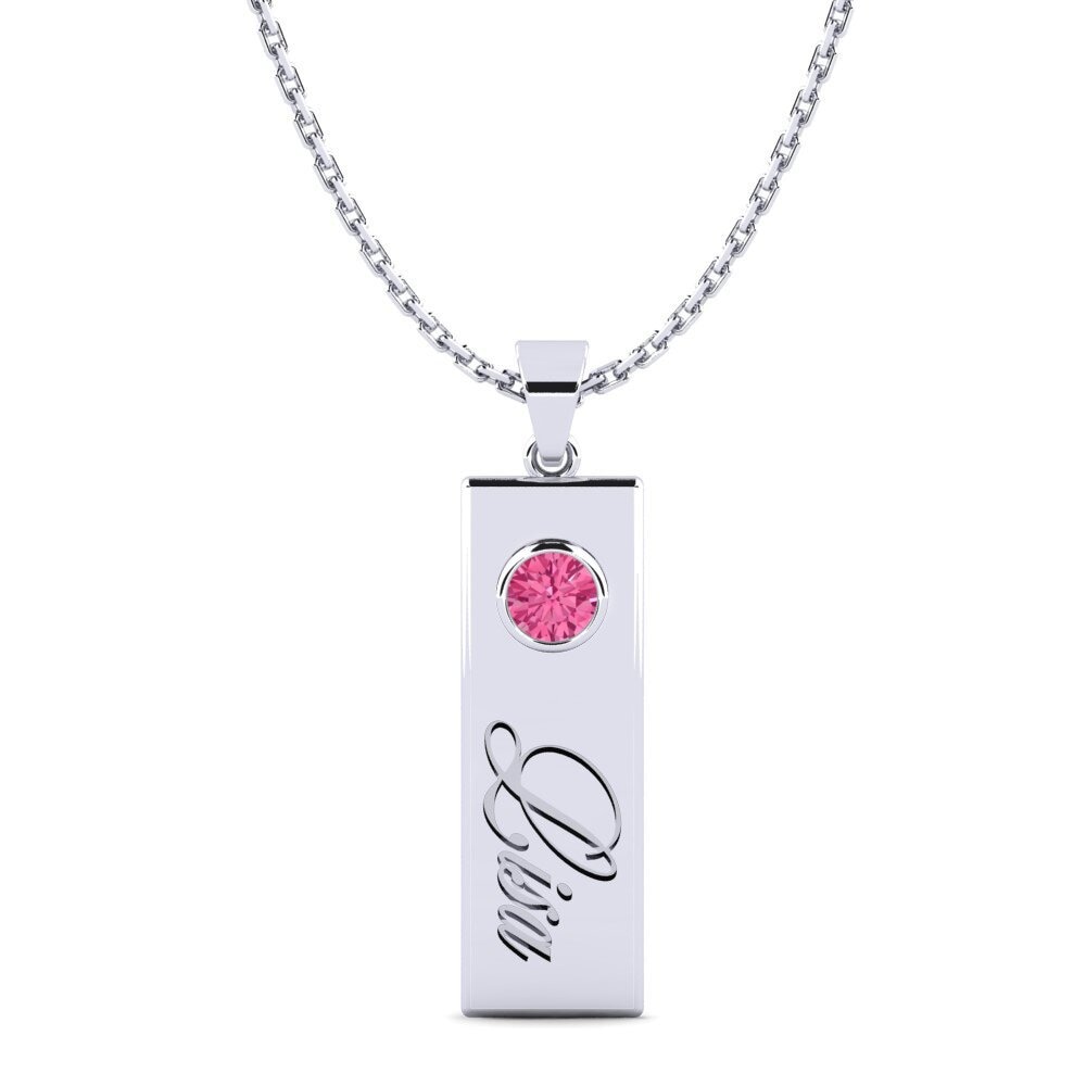 14k Oro Blanco Turmalina rosa Colgante de Mujer Concetta