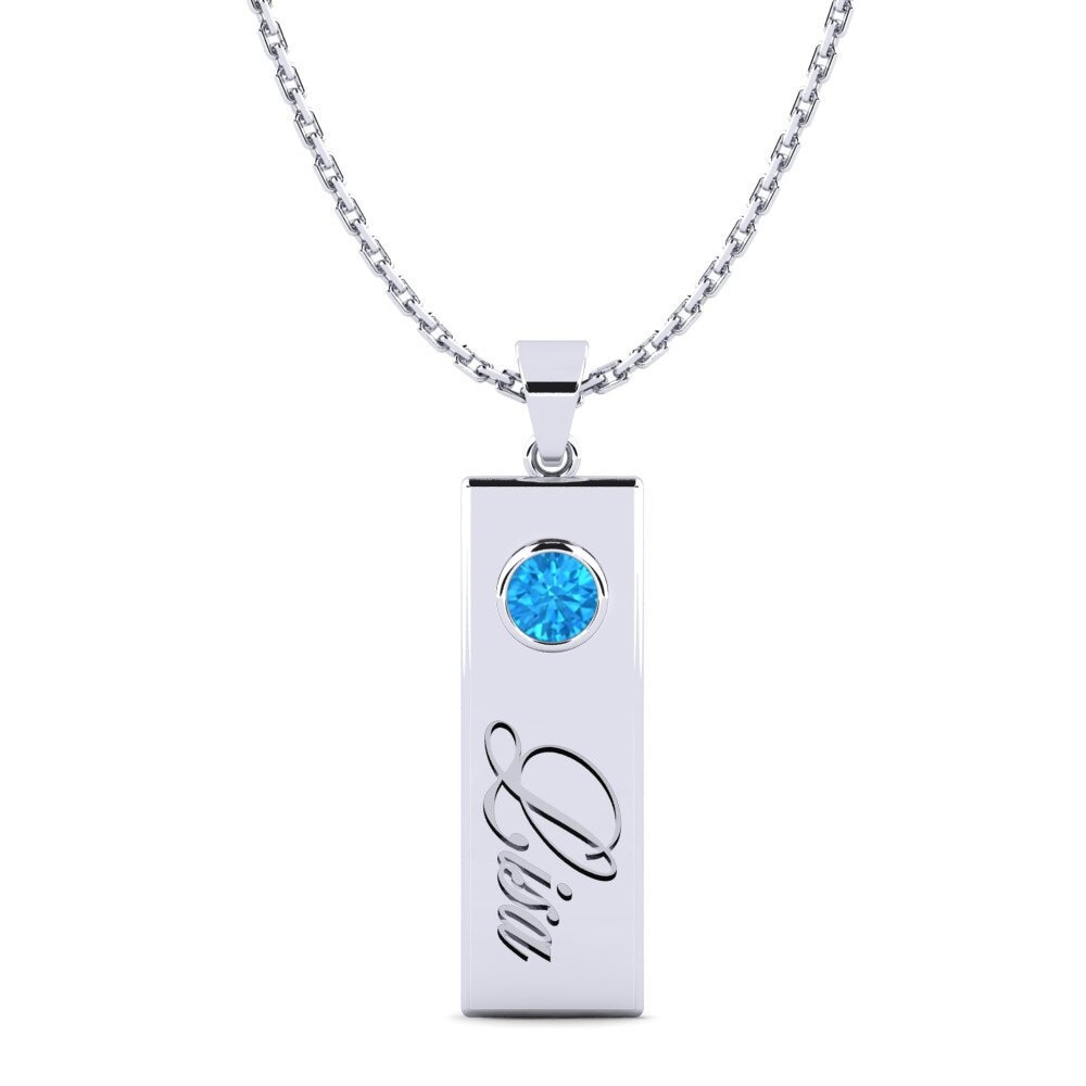Weiß-Silber Blauer Topas Damen anhänger Concetta