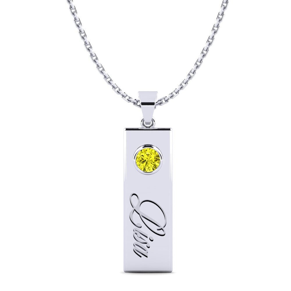 14k Oro Blanco Diamante Amarillo Colgante de Mujer Concetta