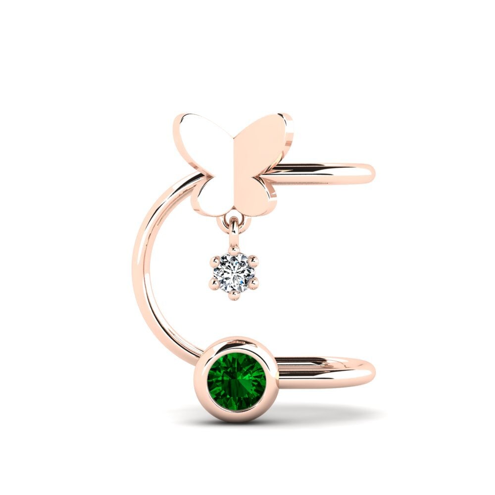 14k Oro Rosa Circonita Verde Pendiente de mujer Conforti