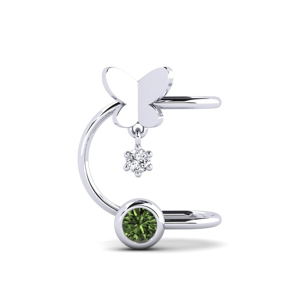 18k Oro Blanco Zafiro Verde Pendiente de mujer Conforti