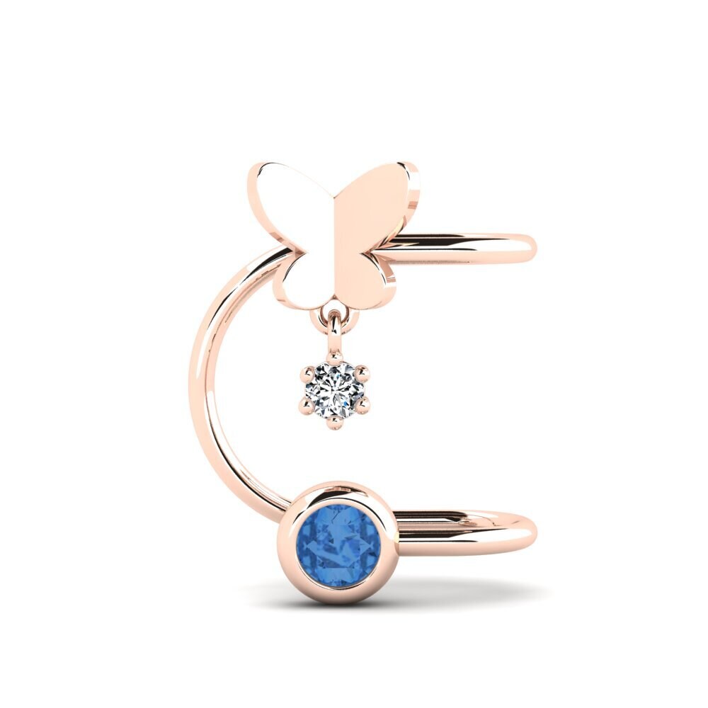9k Oro Rosa Circonita Azul Oscuro Pendiente de mujer Conforti