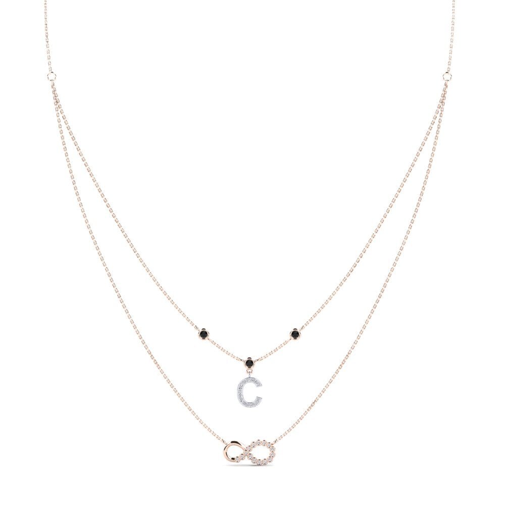 9ct Rose & White Gold Black Onyx Women's Necklace Connectat - C