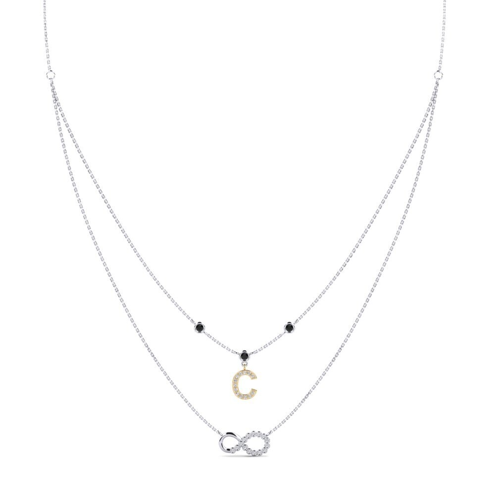 9ct White & Yellow Gold Black Onyx Women's Necklace Connectat - C
