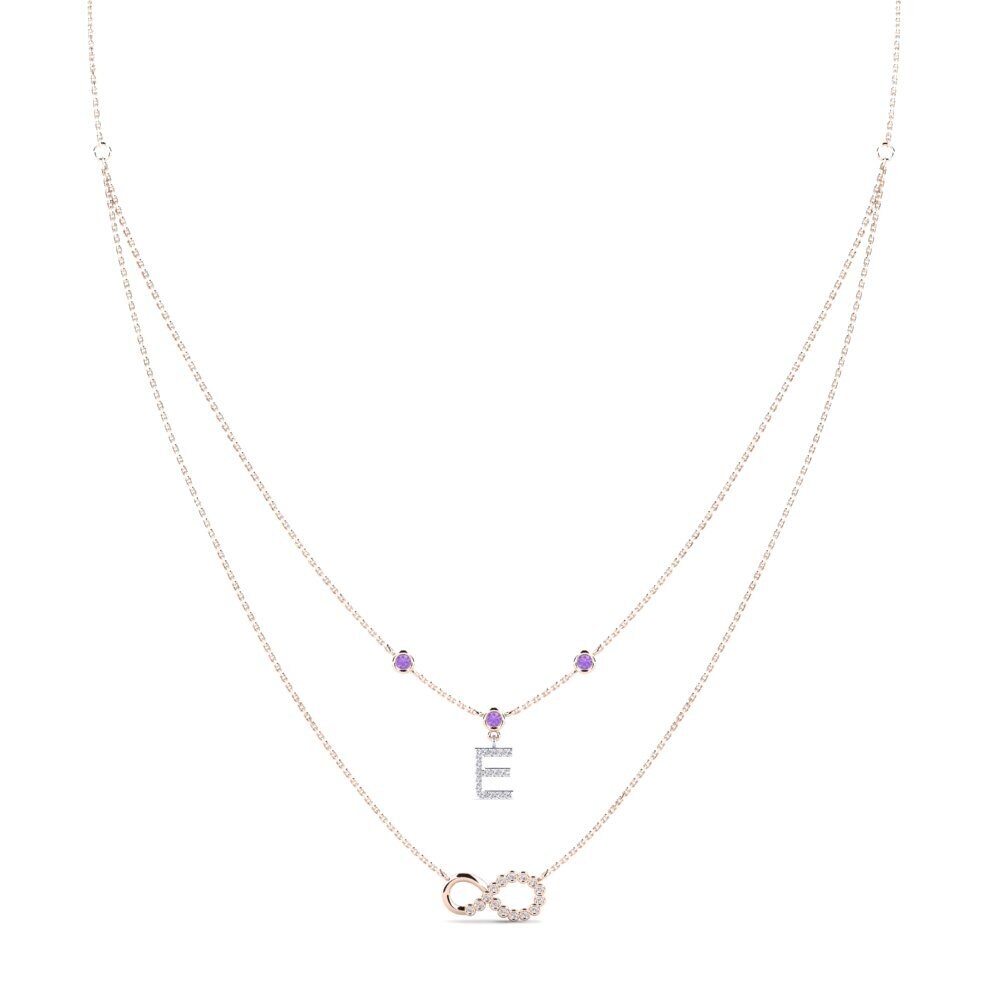 18ct Rose & White Gold Amethyst Women's Necklace Connectat - E