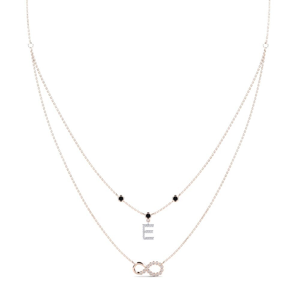 9ct Rose & White Gold Black Onyx Women's Necklace Connectat - E