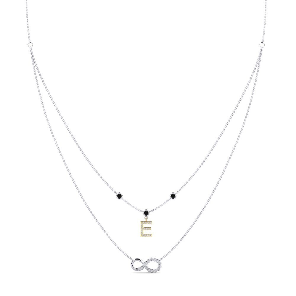 9ct White & Yellow Gold Black Onyx Women's Necklace Connectat - E