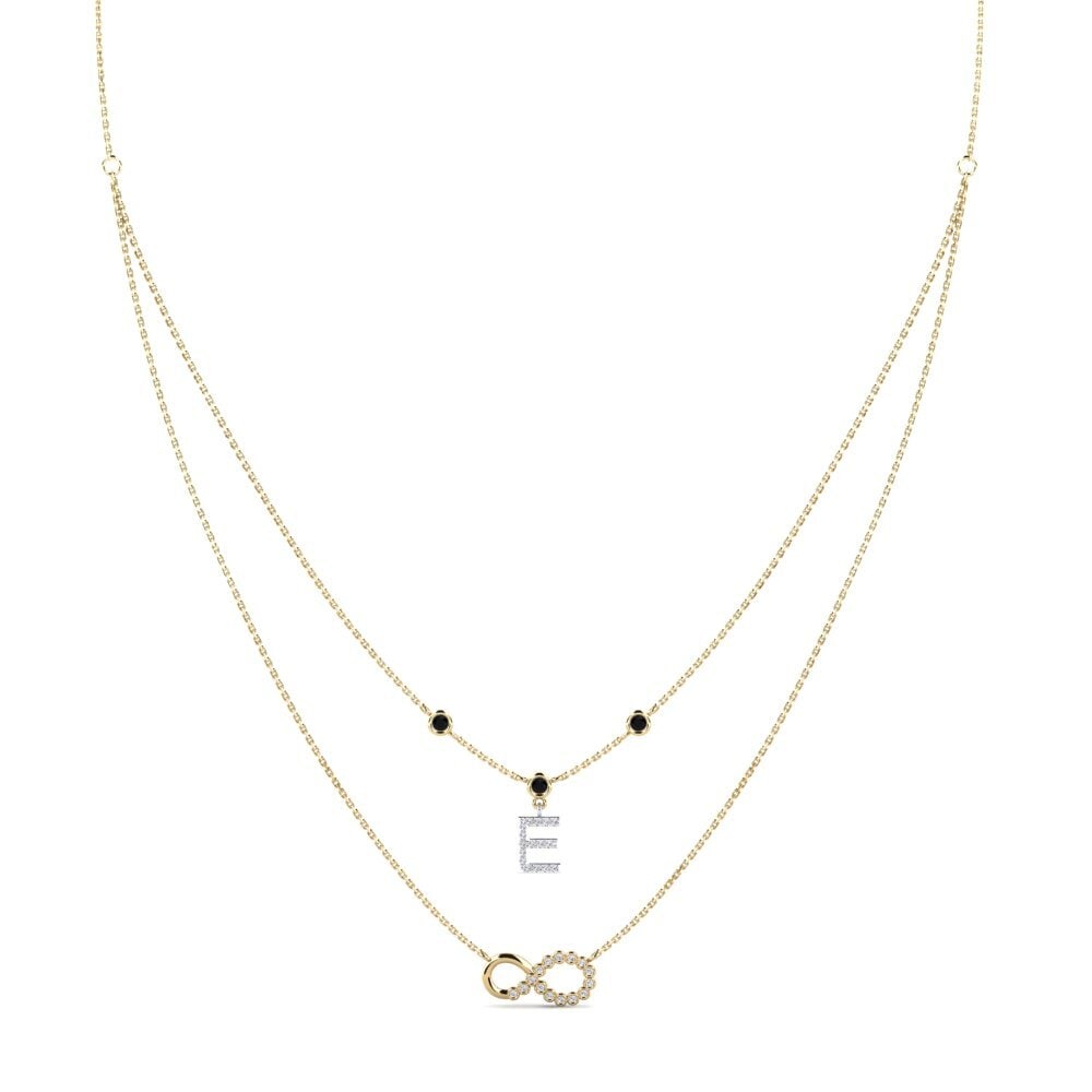 9ct Yellow & White Gold Black Onyx Women's Necklace Connectat - E