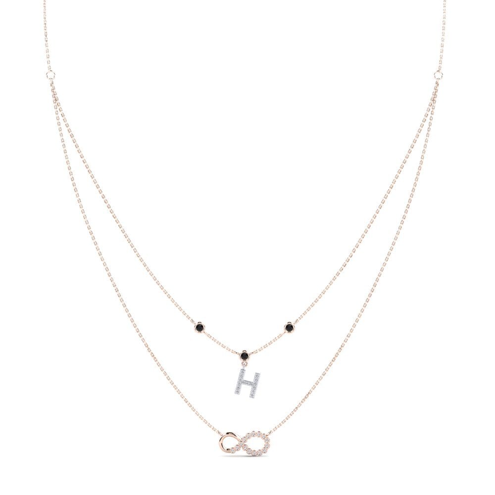 9ct Rose & White Gold Black Onyx Women's Necklace Connectat - H
