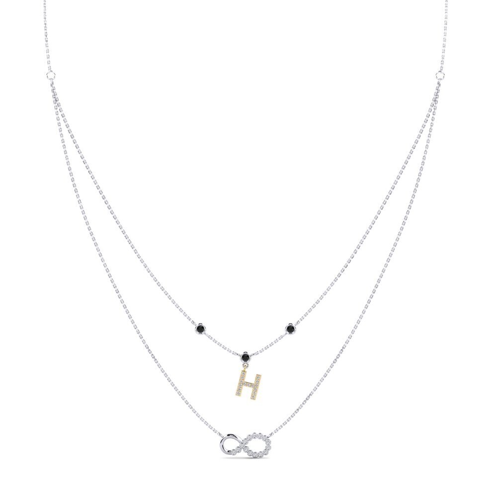 9ct White & Yellow Gold Black Onyx Women's Necklace Connectat - H