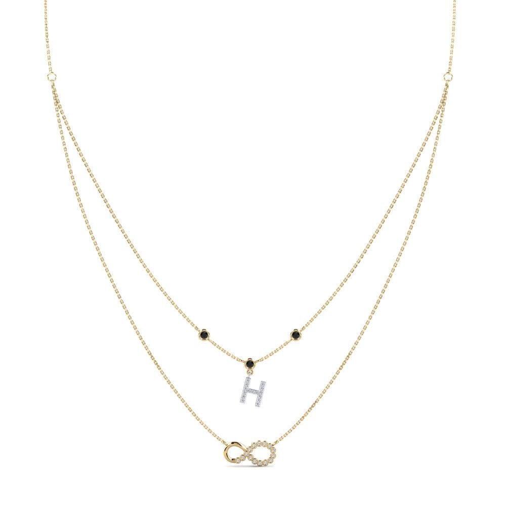 9ct Yellow & White Gold Black Onyx Women's Necklace Connectat - H