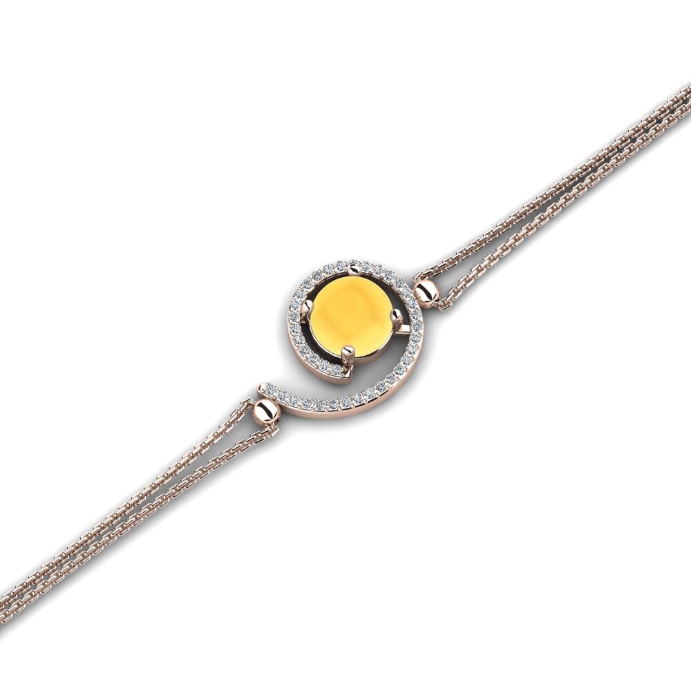 9k Oro Rosa Citrino Cabujón Pulsera de Mujer Conradina