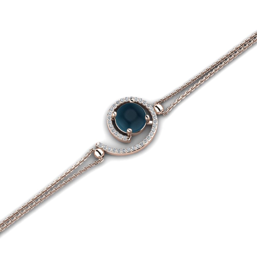 14k Rose Gold Cabochon London Blue Topaz Women's Bracelet Conradina
