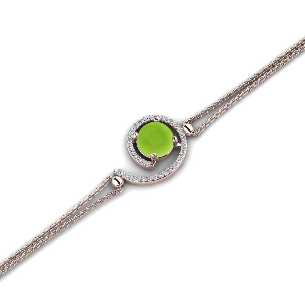 9k Oro Rosa Peridoto Cabujón Pulsera de Mujer Conradina