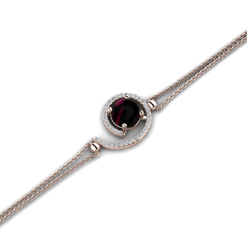 9k Oro Rosa Granate Rhodolite Cabujón Pulsera de Mujer Conradina