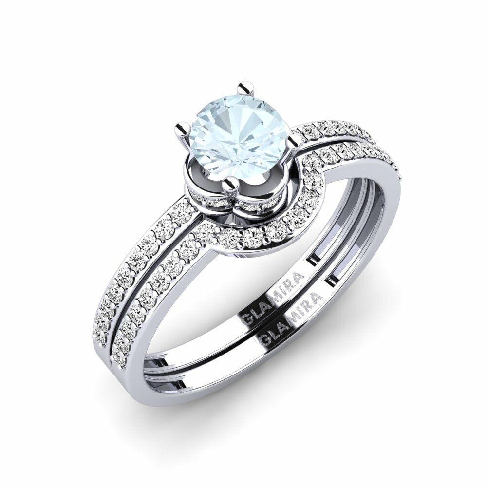 Aquamarine 18k White Gold Ring Consecratedness SET