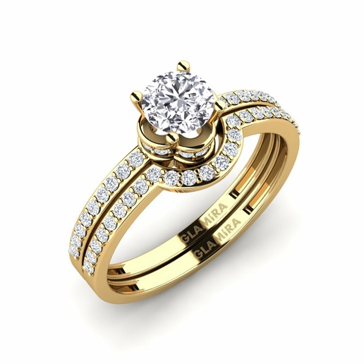 Anillo Consecratedness SET Oro Amarillo 585 & Diamante cultivado en laboratorio & Cristal de Swarovski